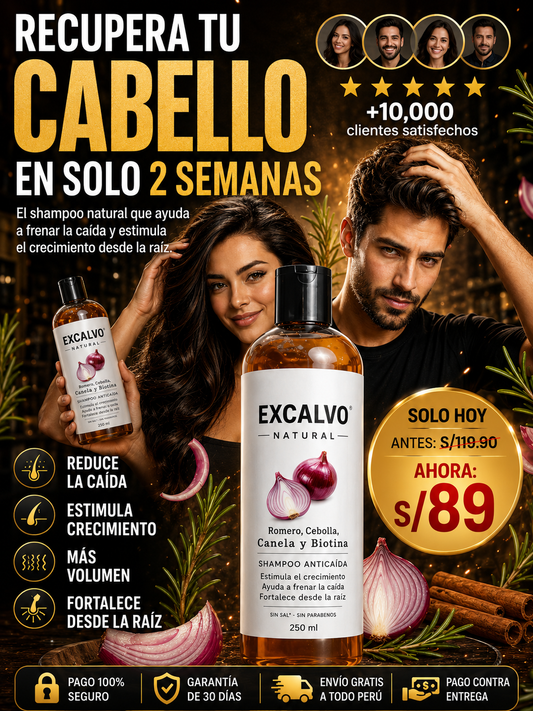 Shampoo Natural Excalvo para crecer el cabello